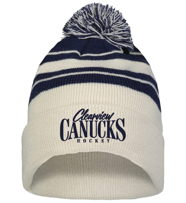 Clearview Canucks Pom Pom Touque Oat/Navy