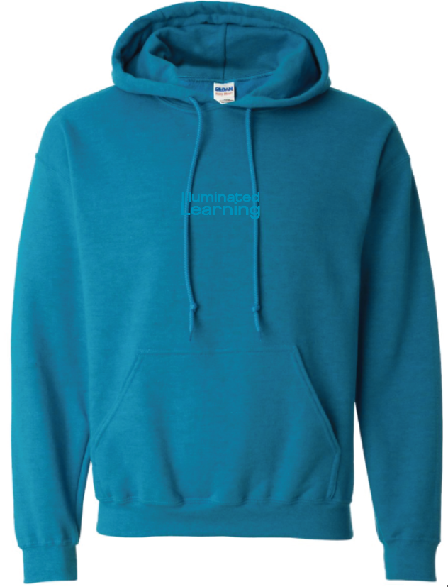 Illuminated Learning - Antique Sapphire Pullover Hoodie - Text Logo