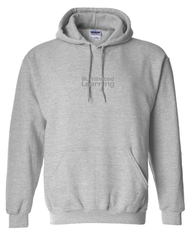 Illuminated Learning - Grey Pullover Hoodie - Text Logo